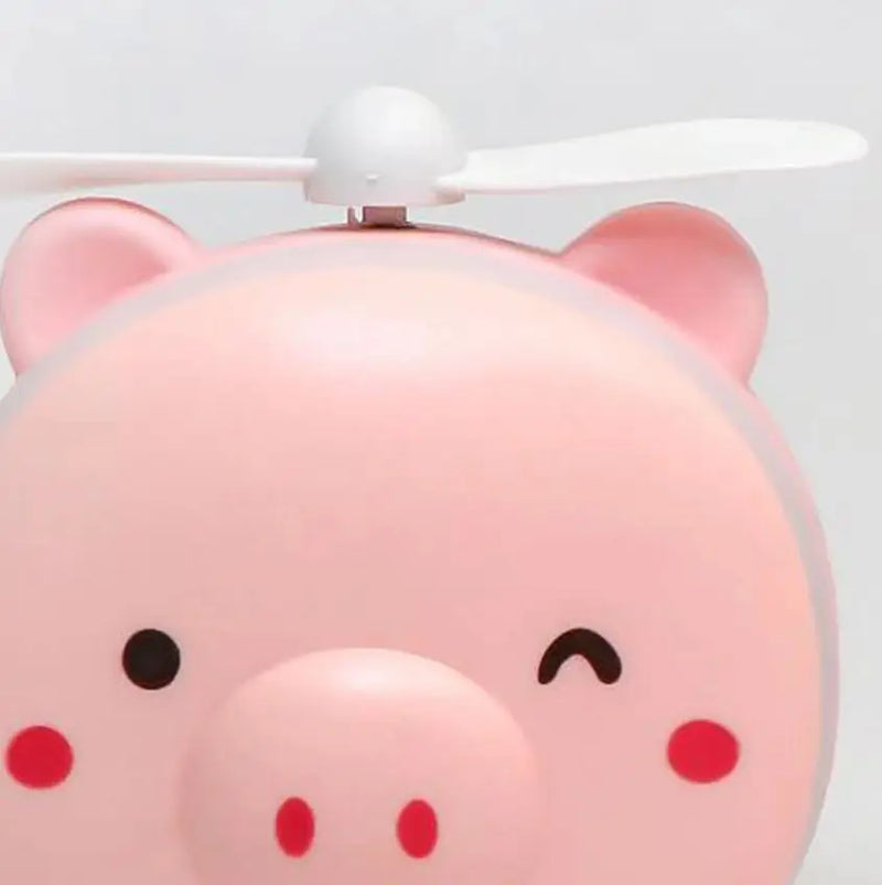 Espelho de maquiagem portátil luzes led piggy com mini ventilador recarregável usb-entrega rápida para todo o brasil