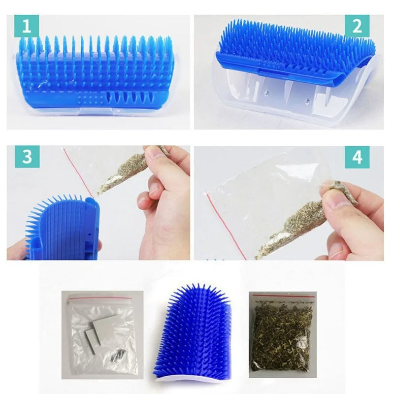 Pet Brush Strip Hair Brush With Catnip Pet Cat Wall Massage Toy